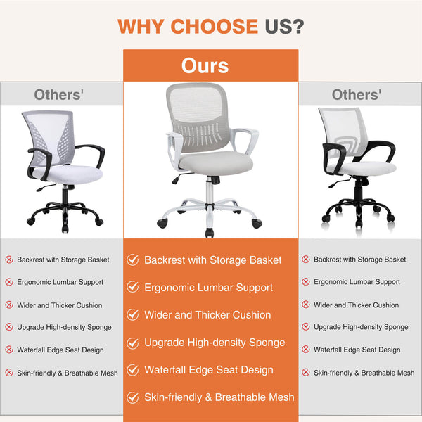 Sweetcrispy Office Chair with Lumbar Support and Armrests