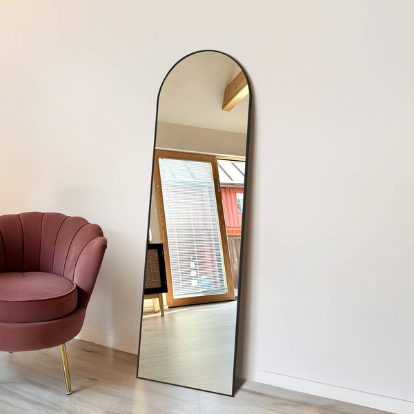 Sweetcrispy Floor Mirror with Slim Metal Frame for Bedroom