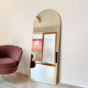 Sweetcrispy Floor Mirror with Slim Metal Frame for Bedroom