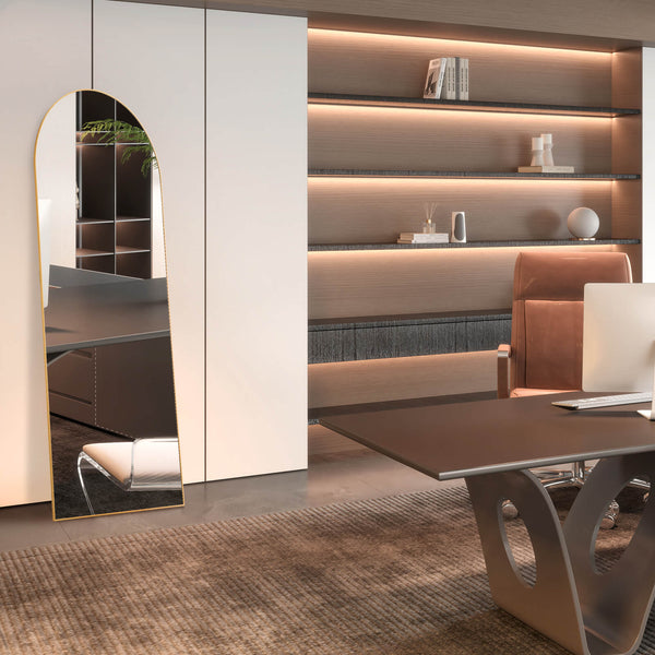 Sweetcrispy Floor Mirror with Slim Metal Frame for Bedroom