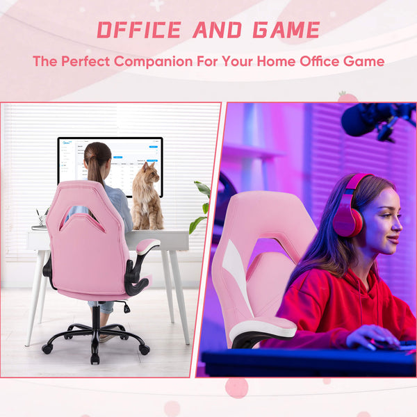Sweetcrispy Leather Gaming Chair Height Adjustable For Playroom