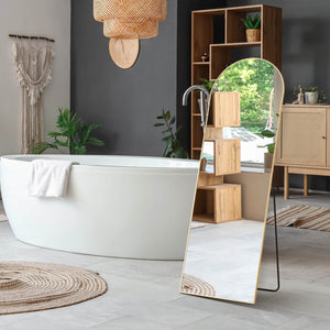 Sweetcrispy Floor Mirror with Slim Metal Frame for Bedroom