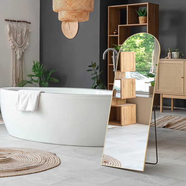 Sweetcrispy Floor Mirror with Slim Metal Frame for Bedroom