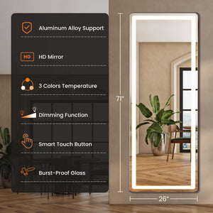 Sweetcrispy 3-Color LED Illuminated Mirror for Indoors