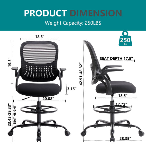 Sweetcrispy Office Chair with Reversible Armrest Lumbar Support