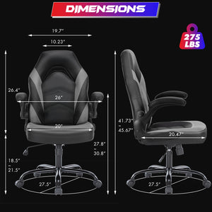 Sweetcrispy Leather Gaming Chair Height Adjustable For Playroom