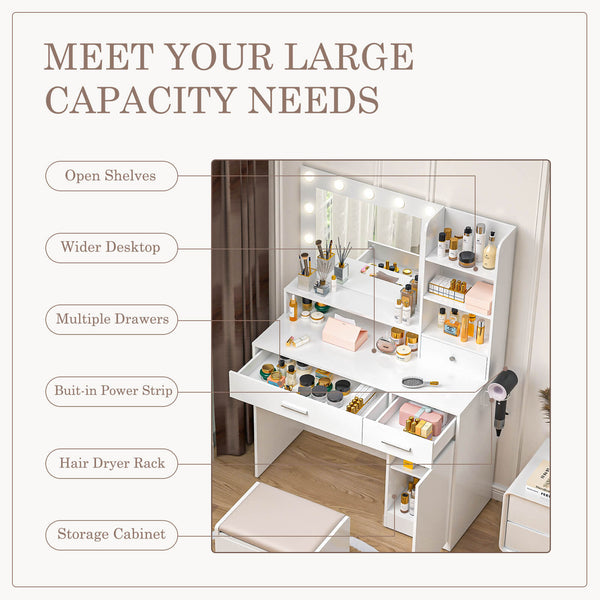 vanity mirror and desk