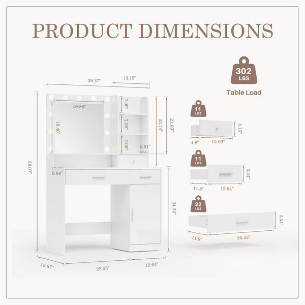 vanity desk with drawers