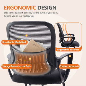 Sweetcrispy Office Chair with Storage Basket for Office
