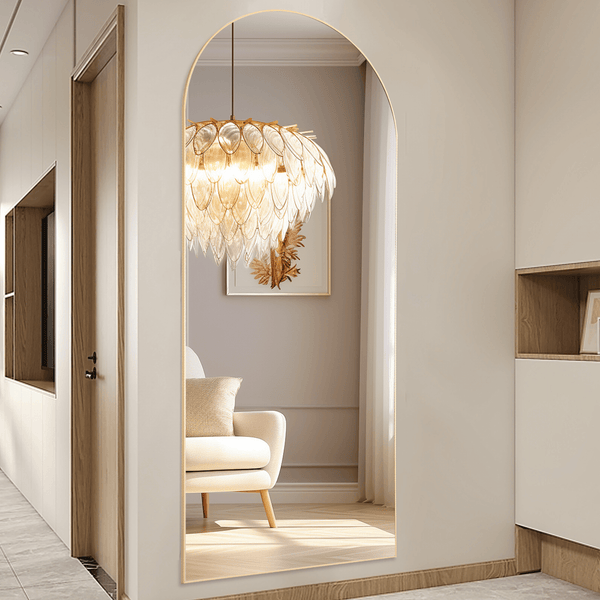 Sweetcrispy Floor Mirror with Slim Metal Frame for Bedroom