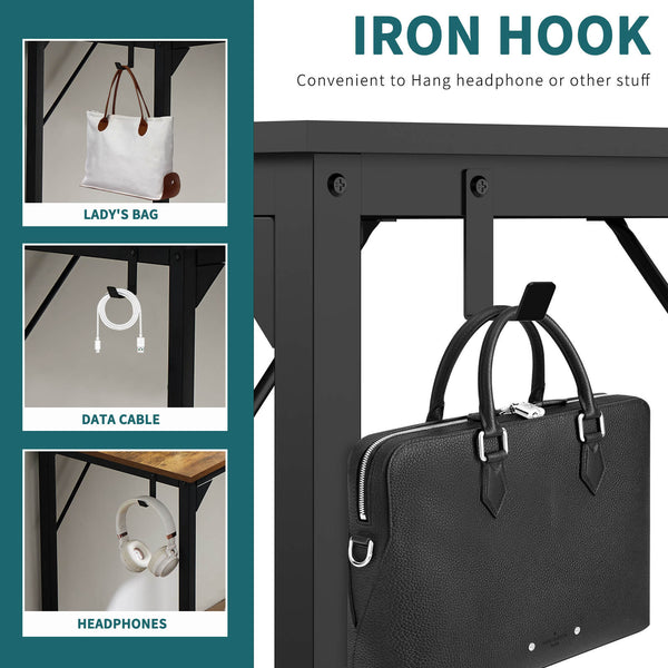 Sweetcrispy Computer Desk with Organizer for Office Bedroom