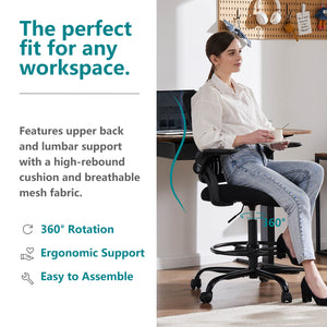 Sweetcrispy Office Chair with Reversible Armrest Lumbar Support