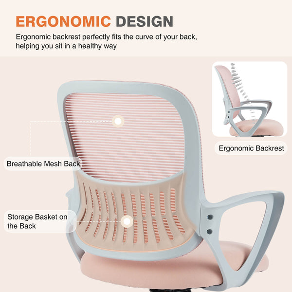 Sweetcrispy Office Chair with Lumbar Support and Armrests