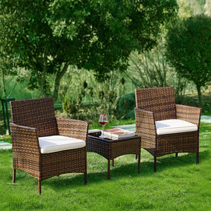 Sweetcrispy Rattan Set for Patio Relaxation
