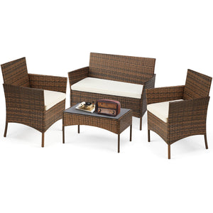 Sweetcrispy Rattan Set for Patio Relaxation