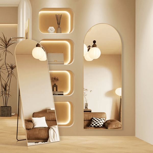 Sweetcrispy Floor Mirror with Slim Metal Frame for Bedroom
