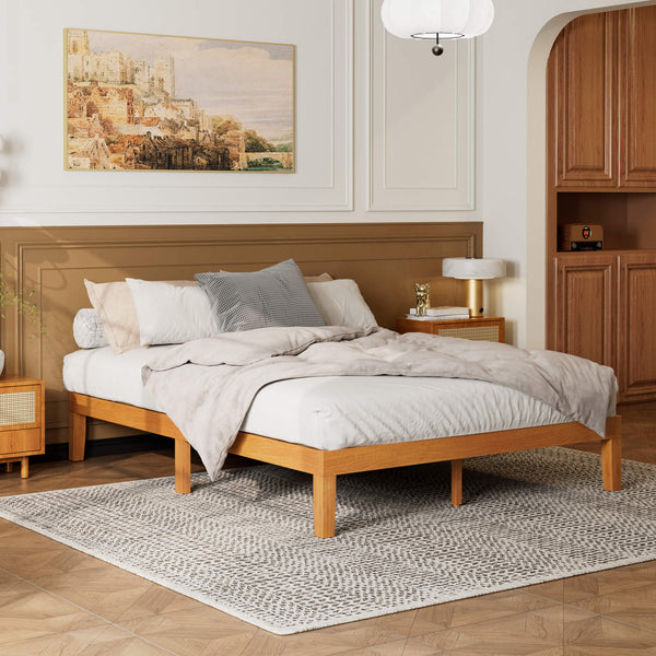Sweetcrispy Minimalist Solid Wood Bed Frame for Bedroom
