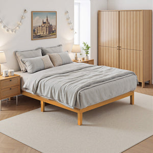Sweetcrispy Minimalist Solid Wood Bed Frame for Bedroom