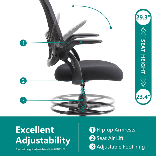 Sweetcrispy Office Chair with Reversible Armrest Lumbar Support