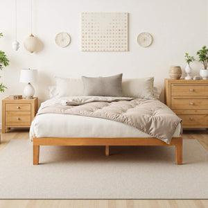 Sweetcrispy Minimalist Solid Wood Bed Frame for Bedroom
