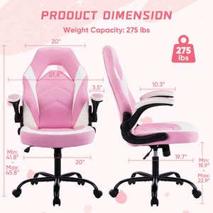 Sweetcrispy Leather Gaming Chair Height Adjustable For Playroom