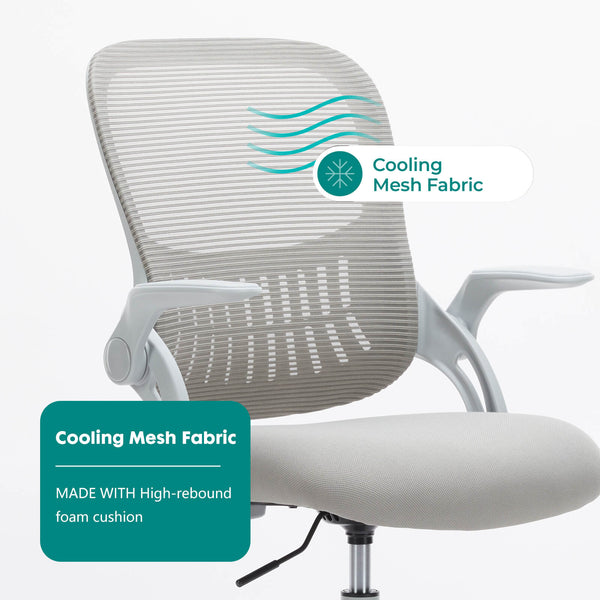 Sweetcrispy Office Chair with Reversible Armrest Lumbar Support