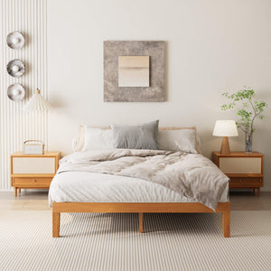 Sweetcrispy Minimalist Solid Wood Bed Frame for Bedroom