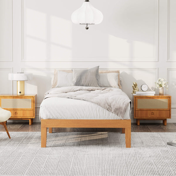 Sweetcrispy Minimalist Solid Wood Bed Frame for Bedroom