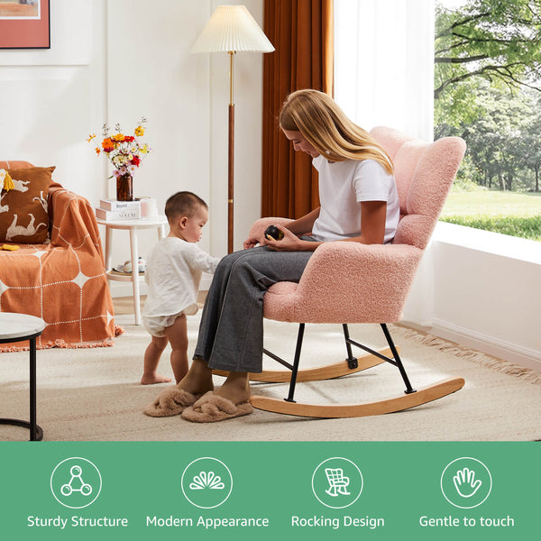 Sweetcrispy Rocking Chair Soft and Thick for Nursery