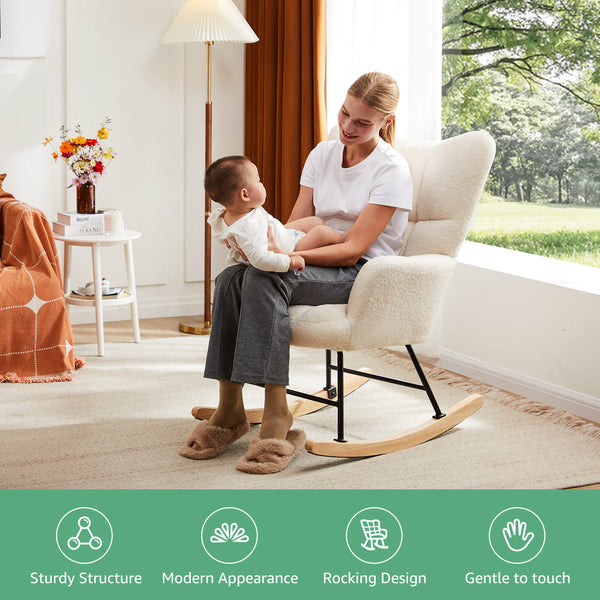Sweetcrispy Rocking Chair Soft and Thick for Nursery