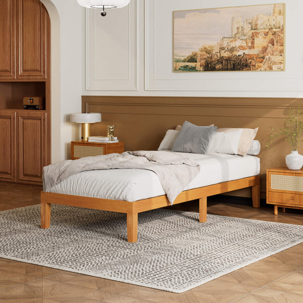 Sweetcrispy Minimalist Solid Wood Bed Frame for Bedroom