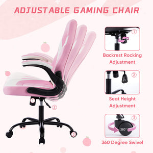 Sweetcrispy Leather Gaming Chair Height Adjustable For Playroom