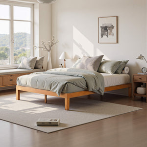 Sweetcrispy Minimalist Solid Wood Bed Frame for Bedroom