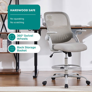 Sweetcrispy Office Chair with Reversible Armrest Lumbar Support