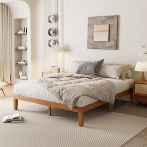 Sweetcrispy Minimalist Solid Wood Bed Frame for Bedroom