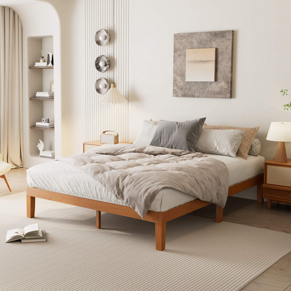 Sweetcrispy Minimalist Solid Wood Bed Frame for Bedroom