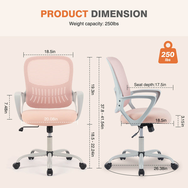 Sweetcrispy Office Chair with Lumbar Support and Armrests