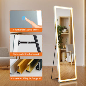 Sweetcrispy 3-Color LED Illuminated Mirror for Indoors