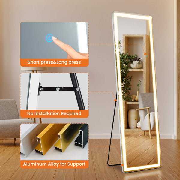 Sweetcrispy 3-Color LED Illuminated Mirror for Indoors