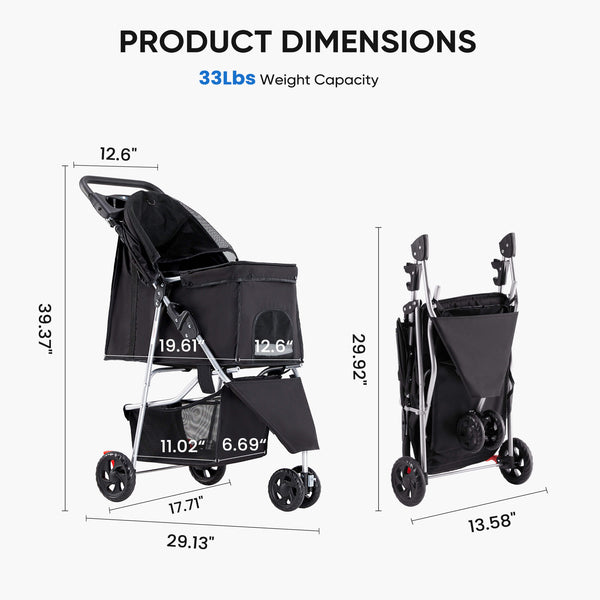 Sweetcrispy Foldable Pet Outdoor Stroller