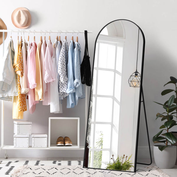 Sweetcrispy Floor Mirror with Slim Metal Frame for Bedroom