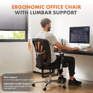 Sweetcrispy Office Chair with Adjustable Lumbar Support Oversized Cushion