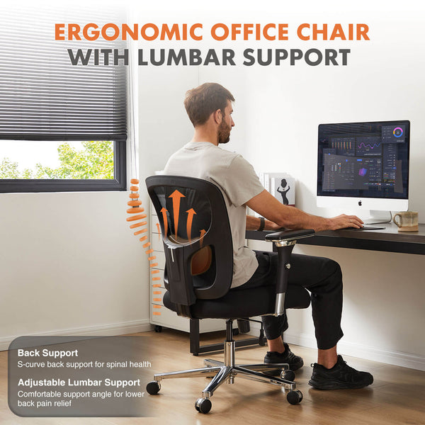 Sweetcrispy Office Chair with Adjustable Lumbar Support Oversized Cushion