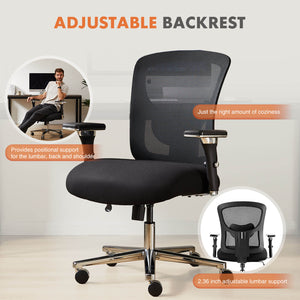 Sweetcrispy Office Chair with Adjustable Lumbar Support Oversized Cushion