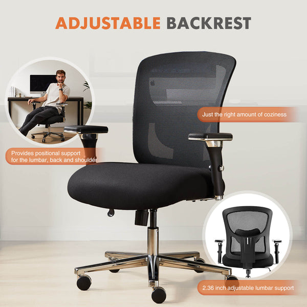 Sweetcrispy Office Chair with Adjustable Lumbar Support Oversized Cushion