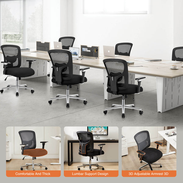 Sweetcrispy Office Chair with Adjustable Lumbar Support Oversized Cushion