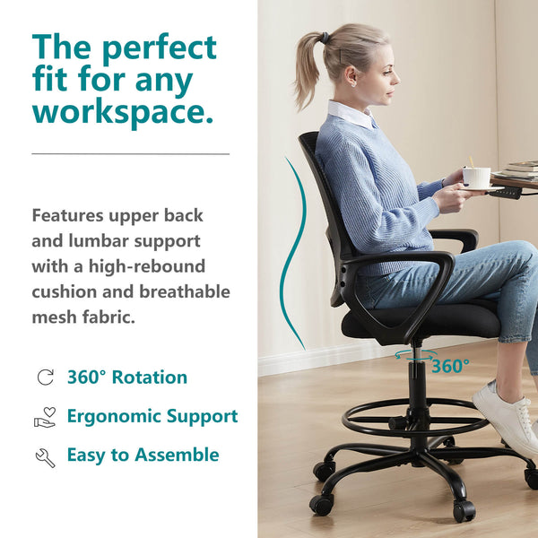 Sweetcrispy Tall Office Chair Height Adjustable