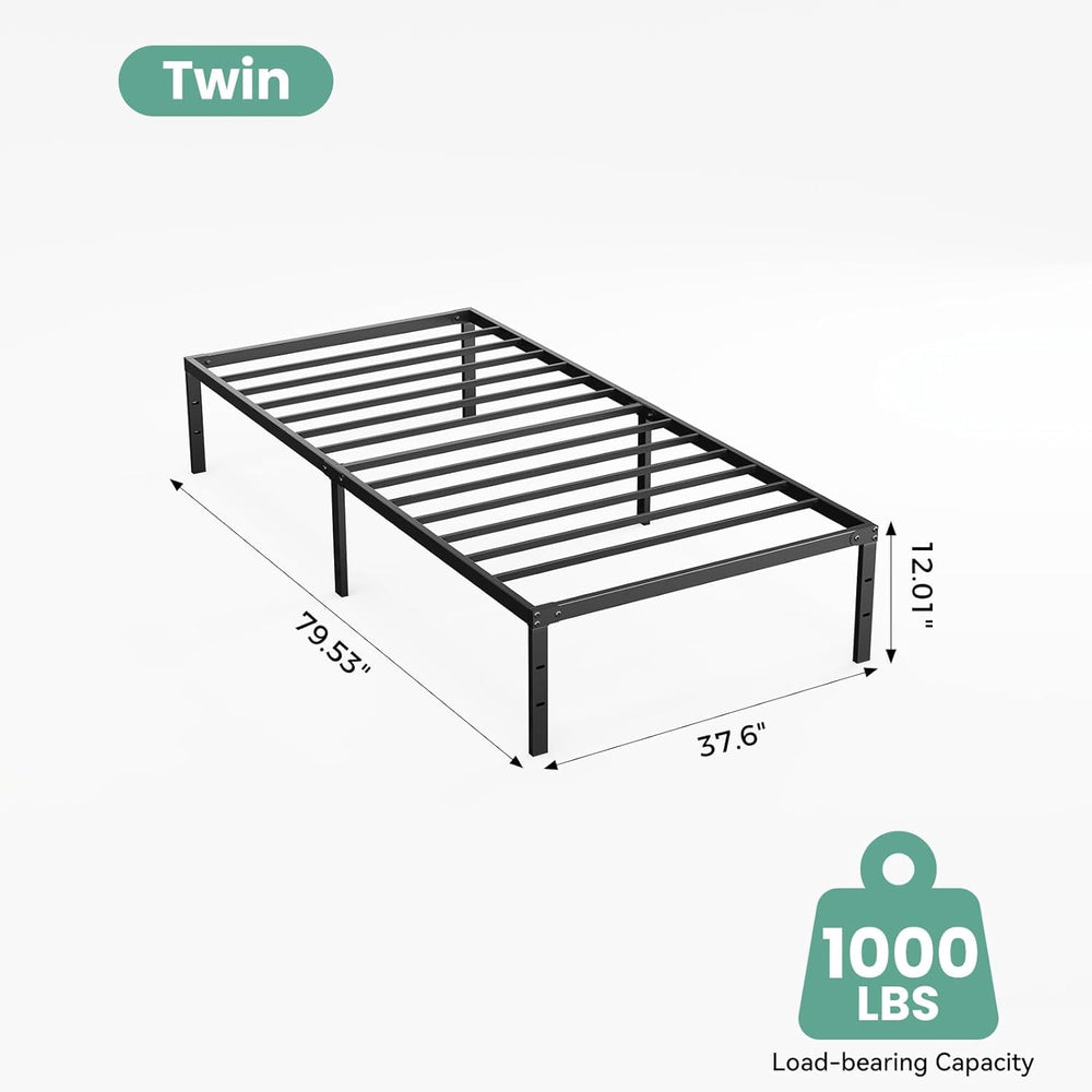 Sweetcrispy Heavy-Duty Metal Platform Bed Frame with Under-Bed Storage