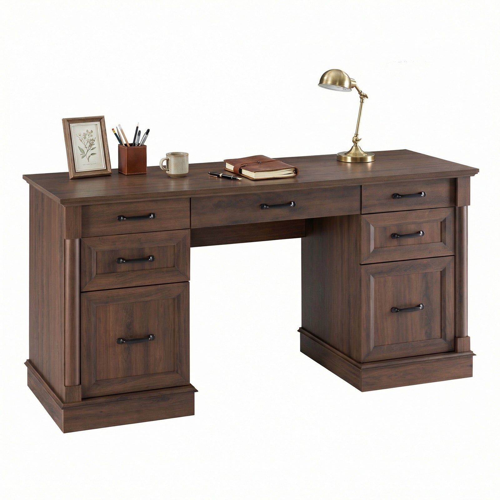 Sweetcrispy Farmhouse Executive Desk Wood Writing Desk with 7 Drawers – sweetcrispy