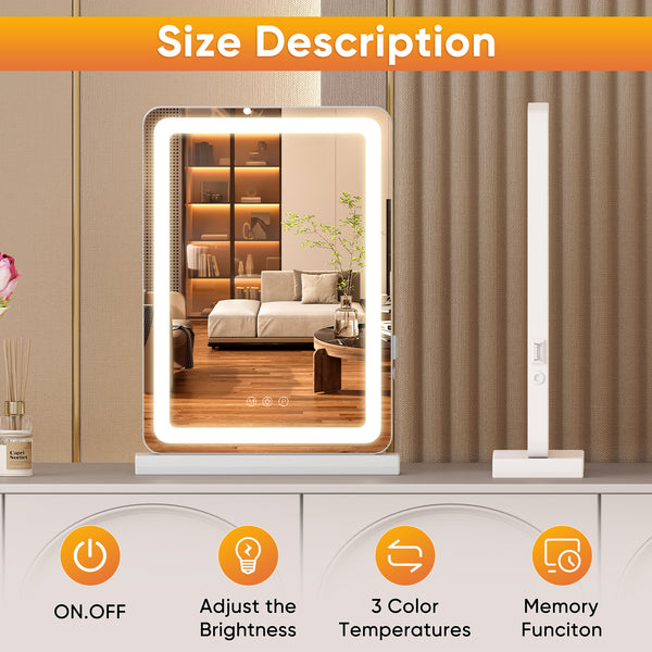 Sweetcrispy Touchscreen LED-lit Makeup Mirror for Bedroom